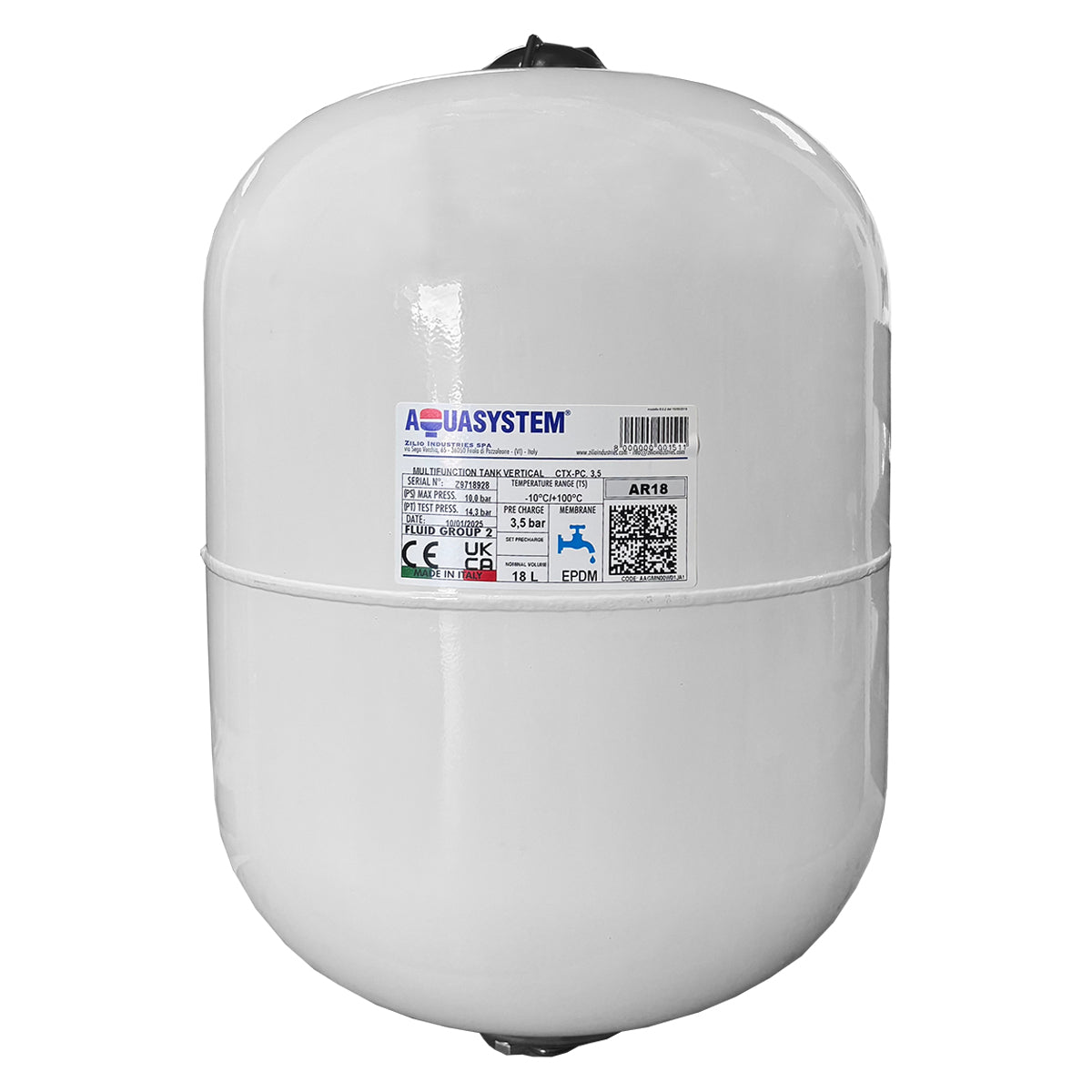 Aquasystem AR18 3.5 Bar Expansion Vessel with Bracket